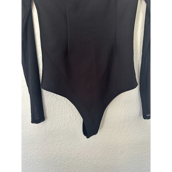 Abercrombie & Fitch Long-Sleeve Mesh Crepe Shell Bodysuit Size Medium - Picture 4 of 9